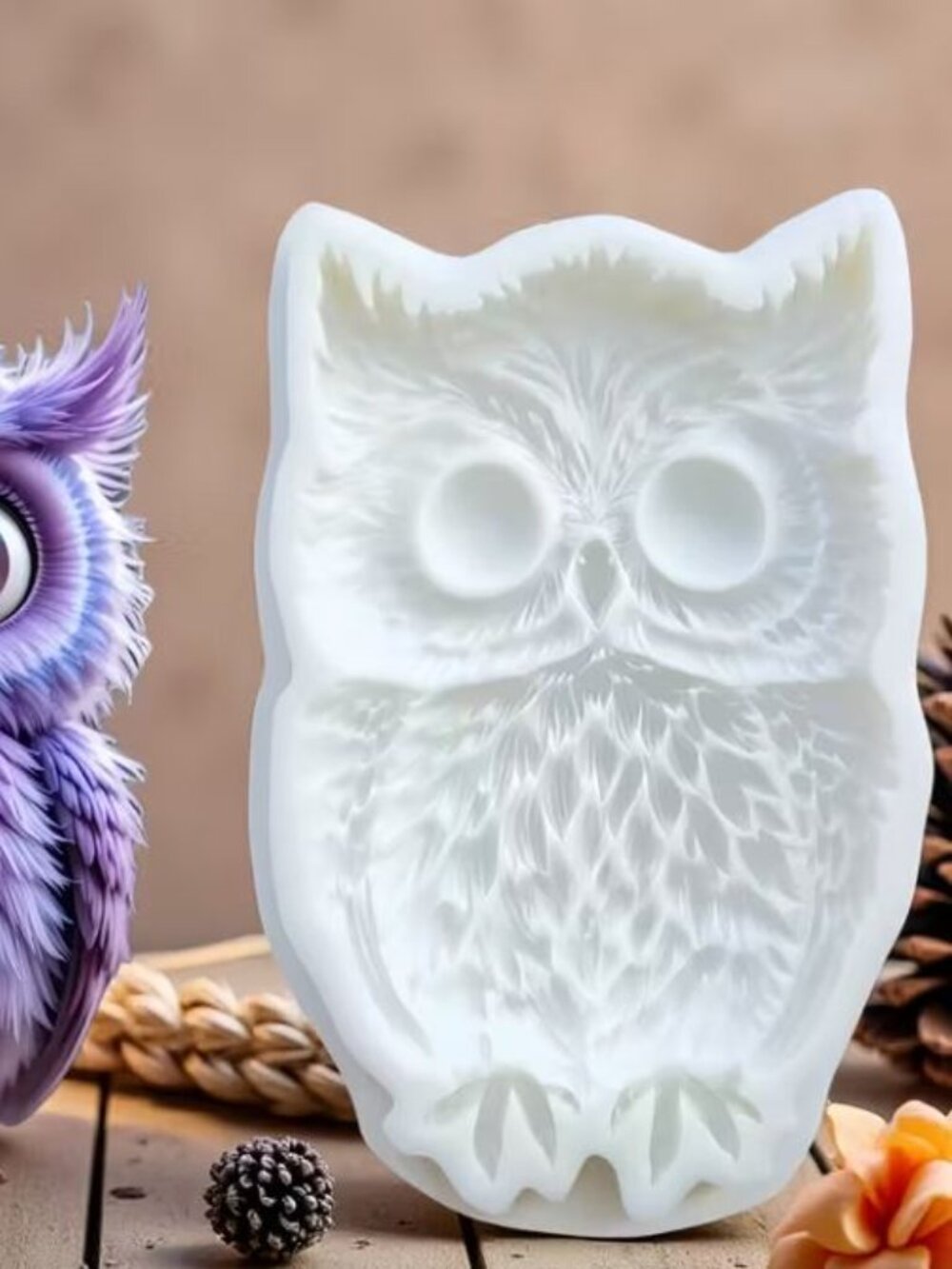 Large Owl Silicone Mold 3.5"H x 2.5"W Baking Chocolate Resin Fondant Crafts US